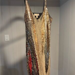 Michael Kors Gold Sequin Slip Mini Dress